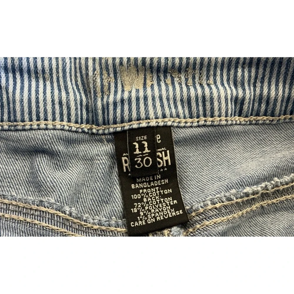 Rewash Mixed Media Denim Shorts Pinstripe Distressed Frayed Size‎ 11/30 Boho